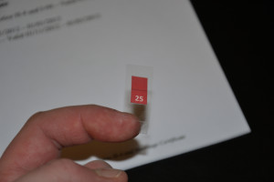 EB2 NIW petition – clear tape on the label with number